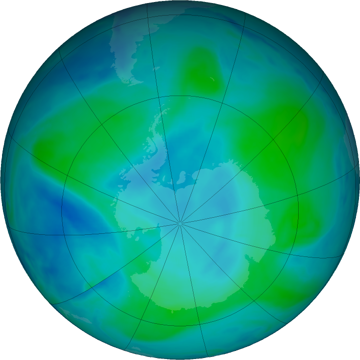 Antarctic ozone map for 06 February 2023